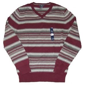 Gap Mens Red Gray Stripe Sweater Size XXL New